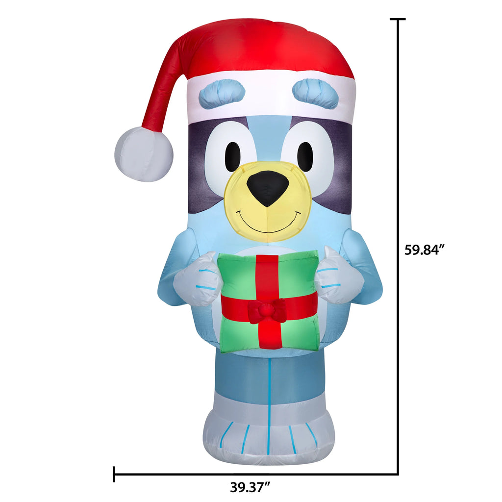 Bluey Airblown Inflatables Christmas with Santa Hat and Present B555655