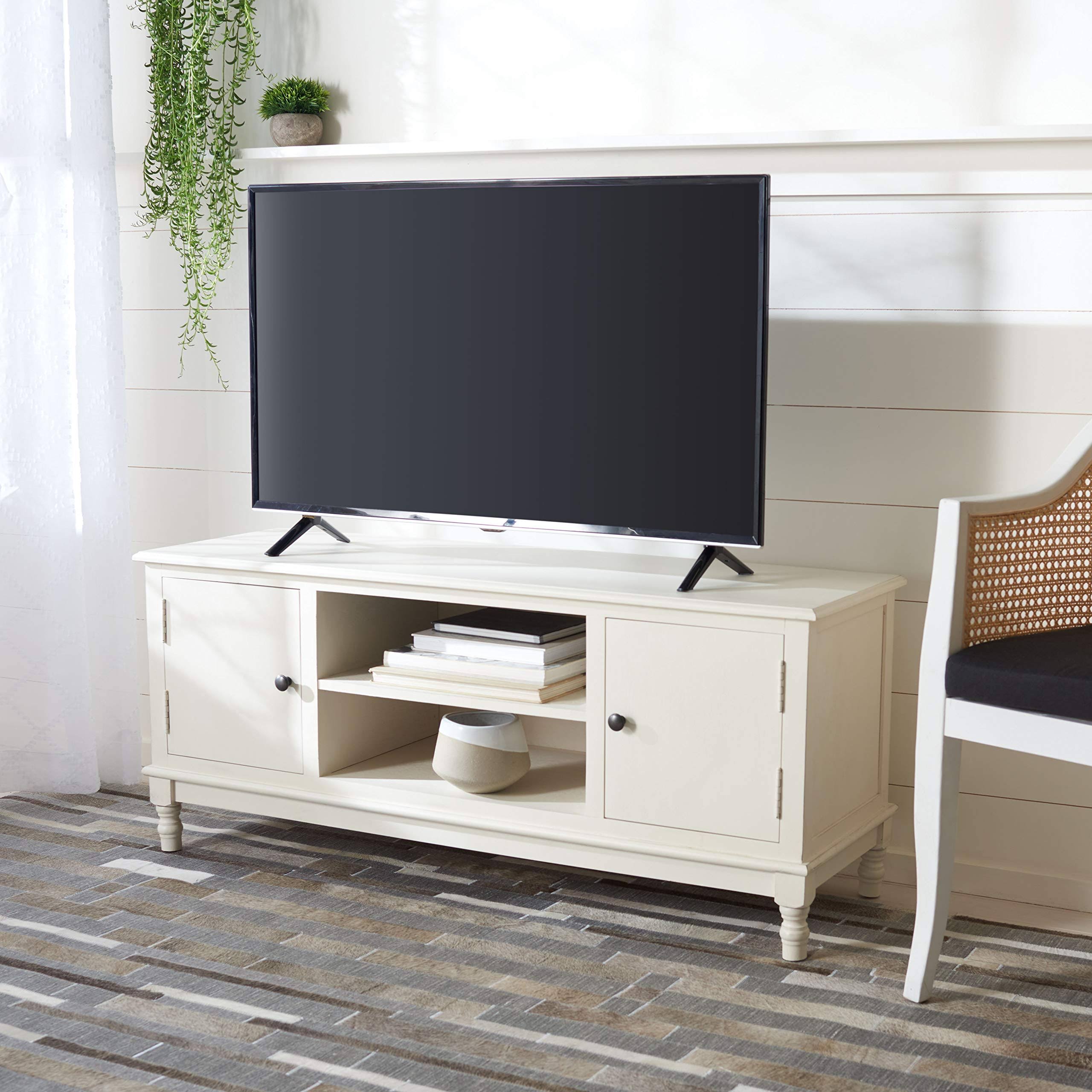 2 Door 1 Shelf Media Stand Distressed White T124