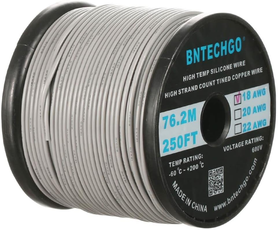18 Gauge Silicone Wire Spool 500 ft Black Flexible 18 AWG Stranded Tinned Copper Wire Pack of 2 V929