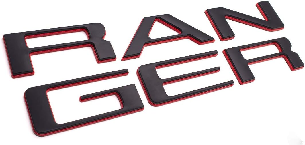 Black with Red Outline Double Layer Tailgate Insert Letters Pack of 2 Y5156