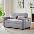 Linen Convertible Loveseat Sleeper Sofa with Adjustable Backrest, 2 Seater Pull-Out Bed with 2 Lumbar Pillows N2195