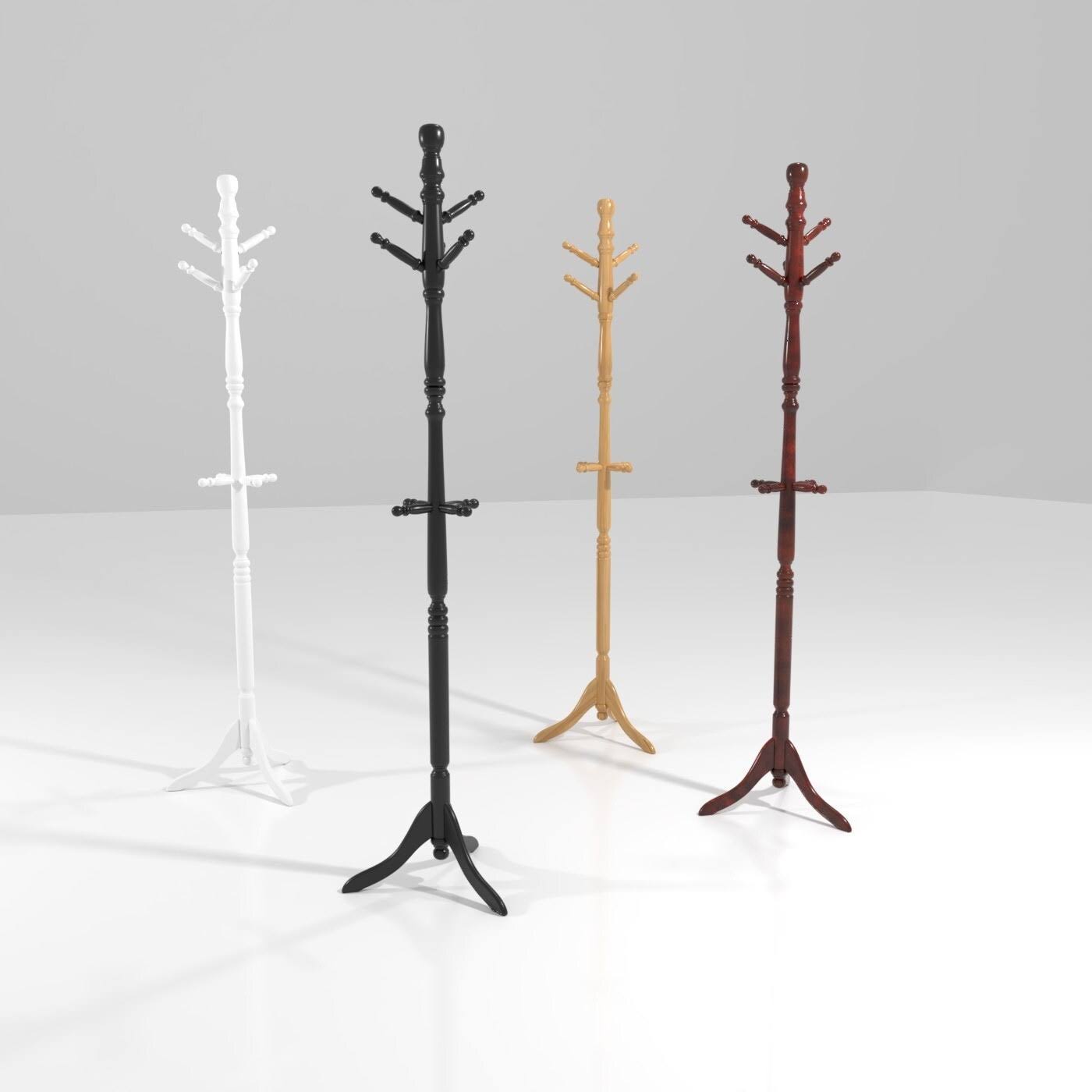 White Solid Wood Coat Rack N23038