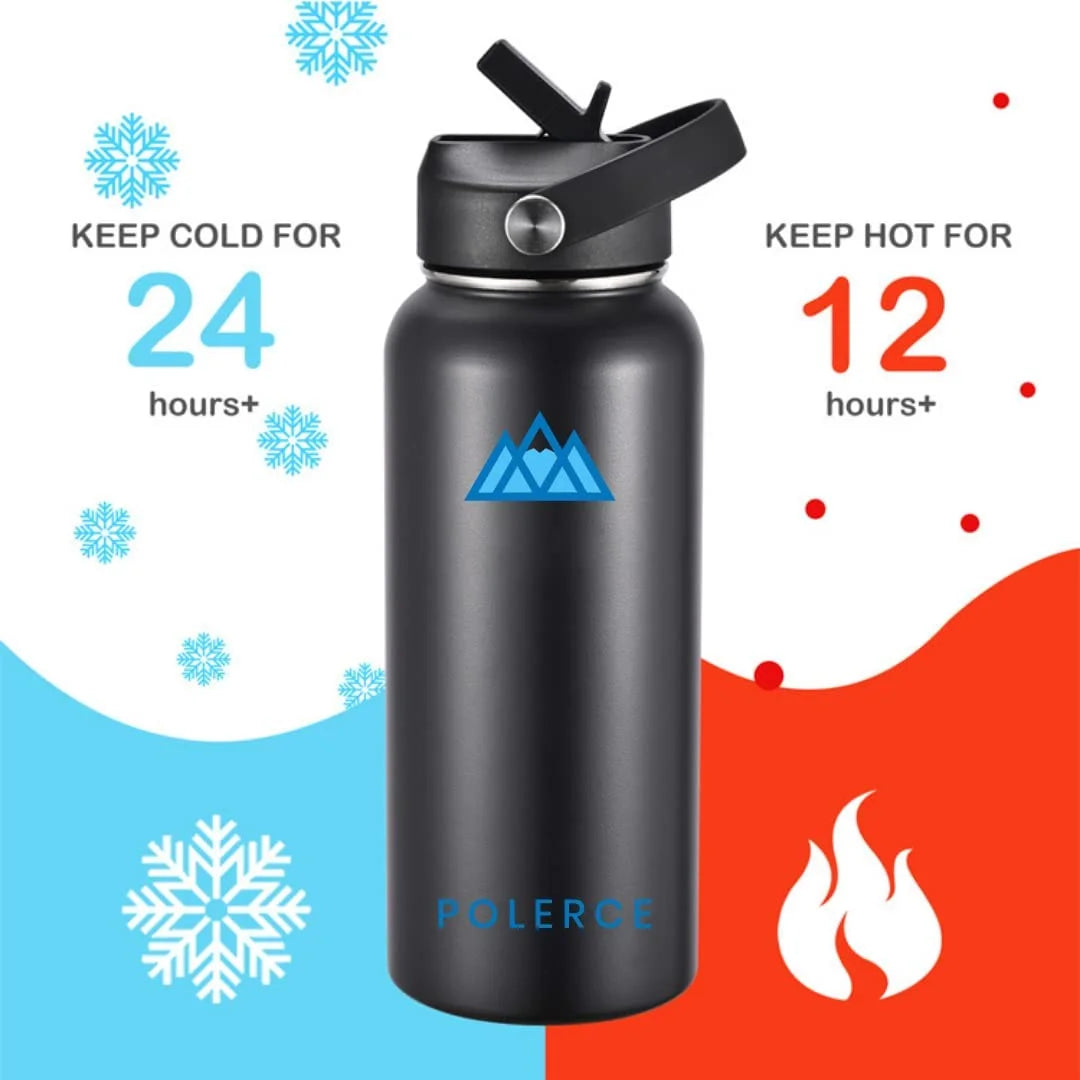 White 12 Oz Stainless Steel Vacuum Insulated Bottle with 3 Lids O471630