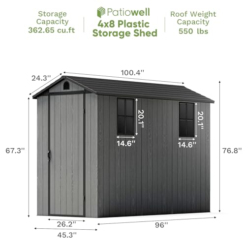 Beige 5 x 3 FT Outdoor Resin Storage Shed with Lockable Doors and Adjustable Shelves D962939