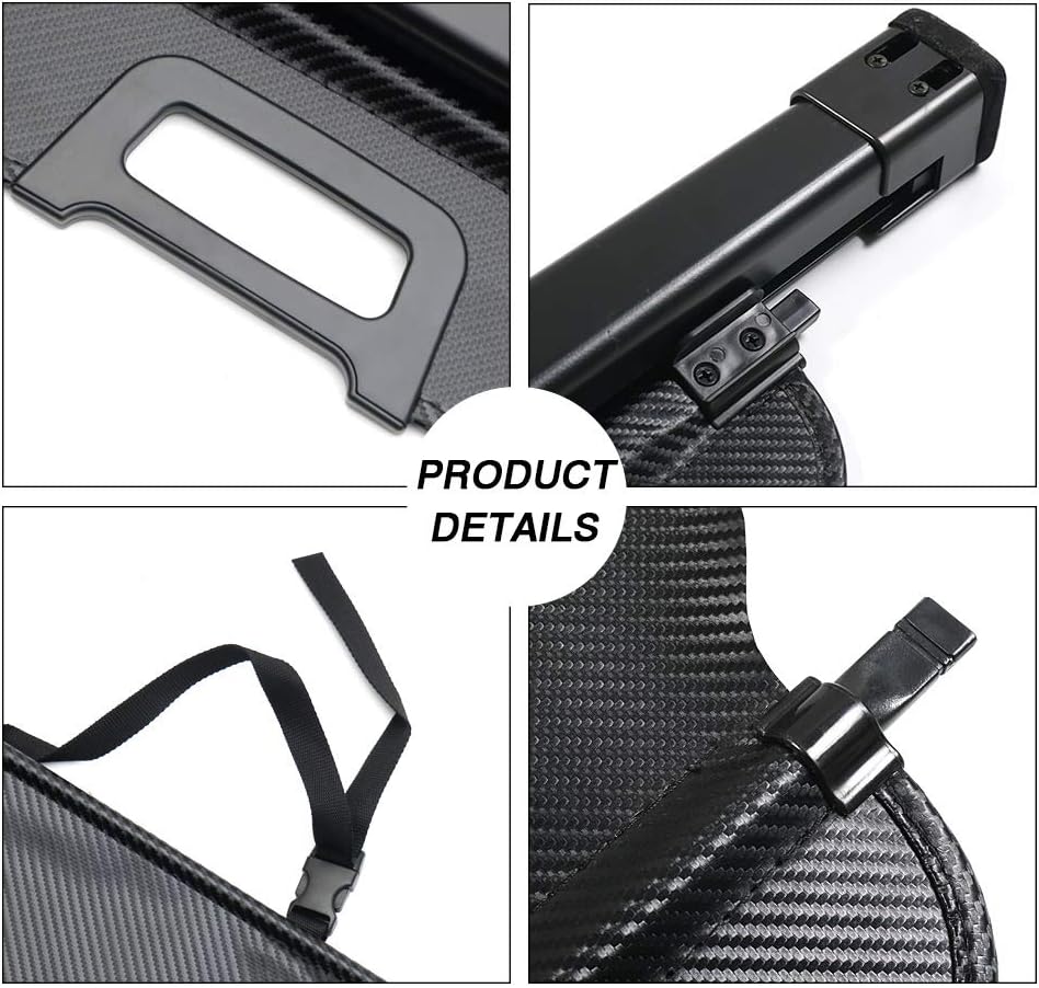 Retractable Rear Trunk Security Cover Black Carbon Fiber Texture L963