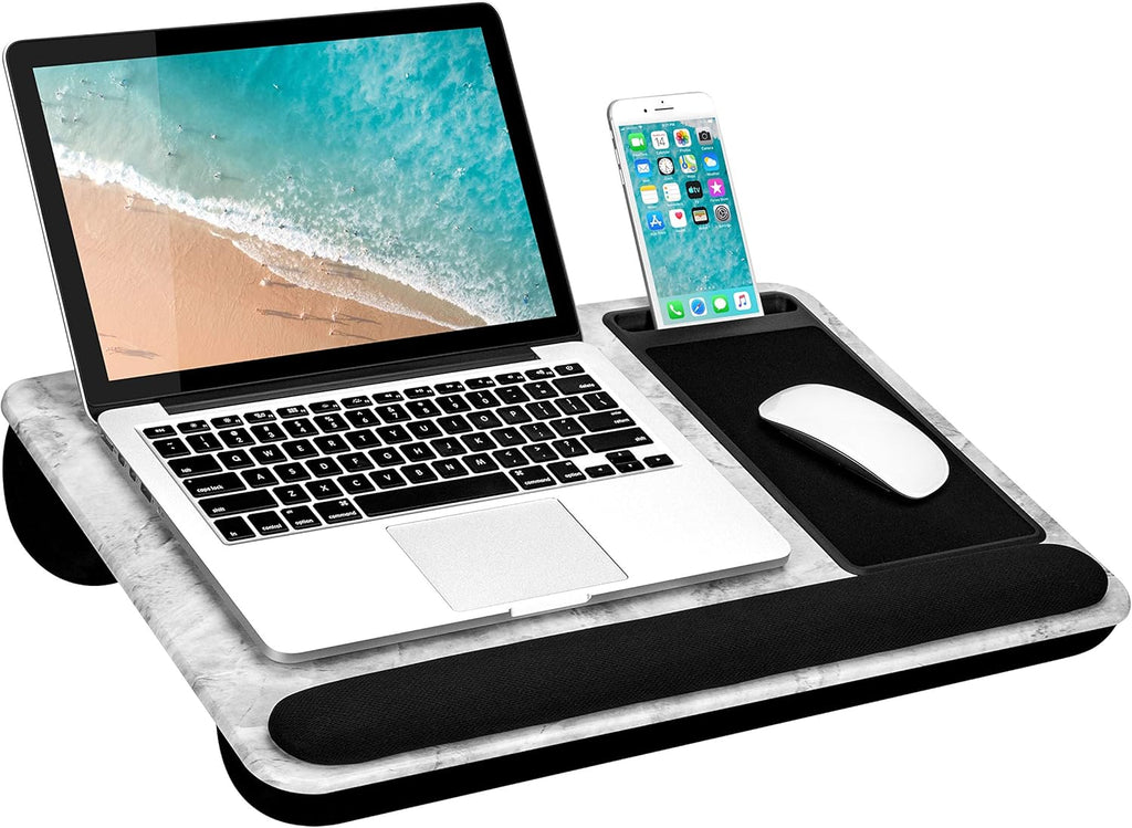 Black Carbon Lap Desk with Wrist Rest, Mouse Pad, and Phone Holder B770315