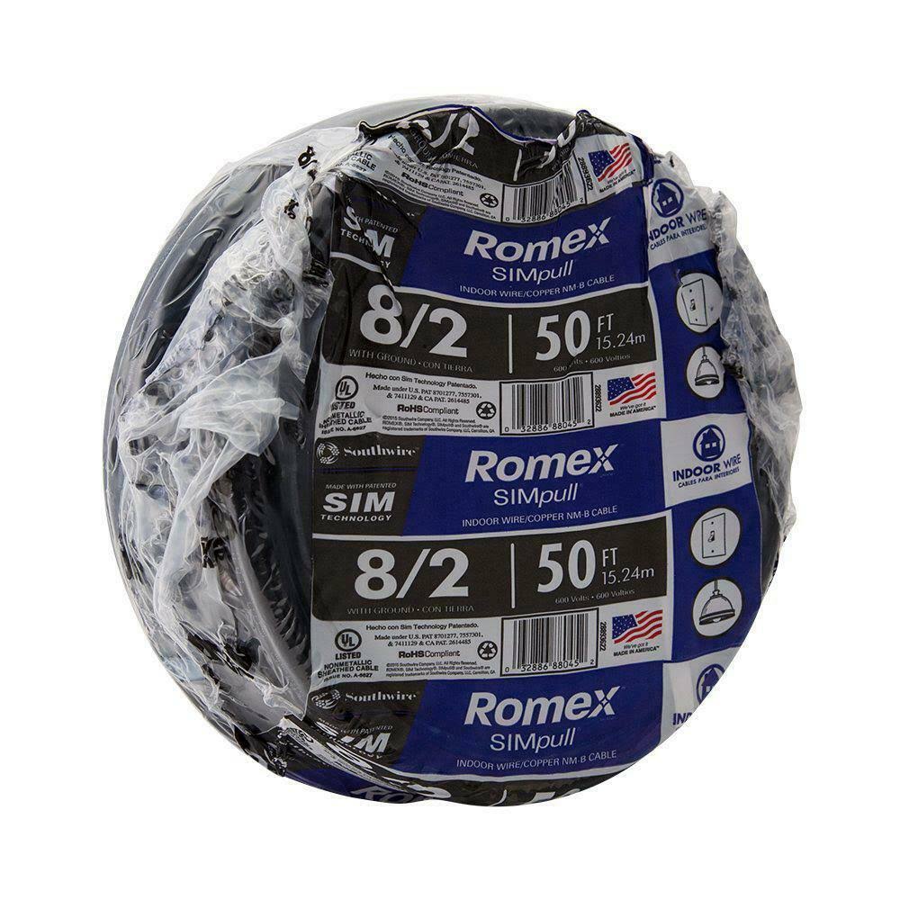 50 ft. 8/2 Black Stranded Cu NM-B W/G Wire B565399