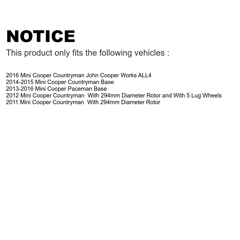 Front Hub Bearing Assembly with Disc Brake Rotors and Semi-Metallic Pads Kit Z350534