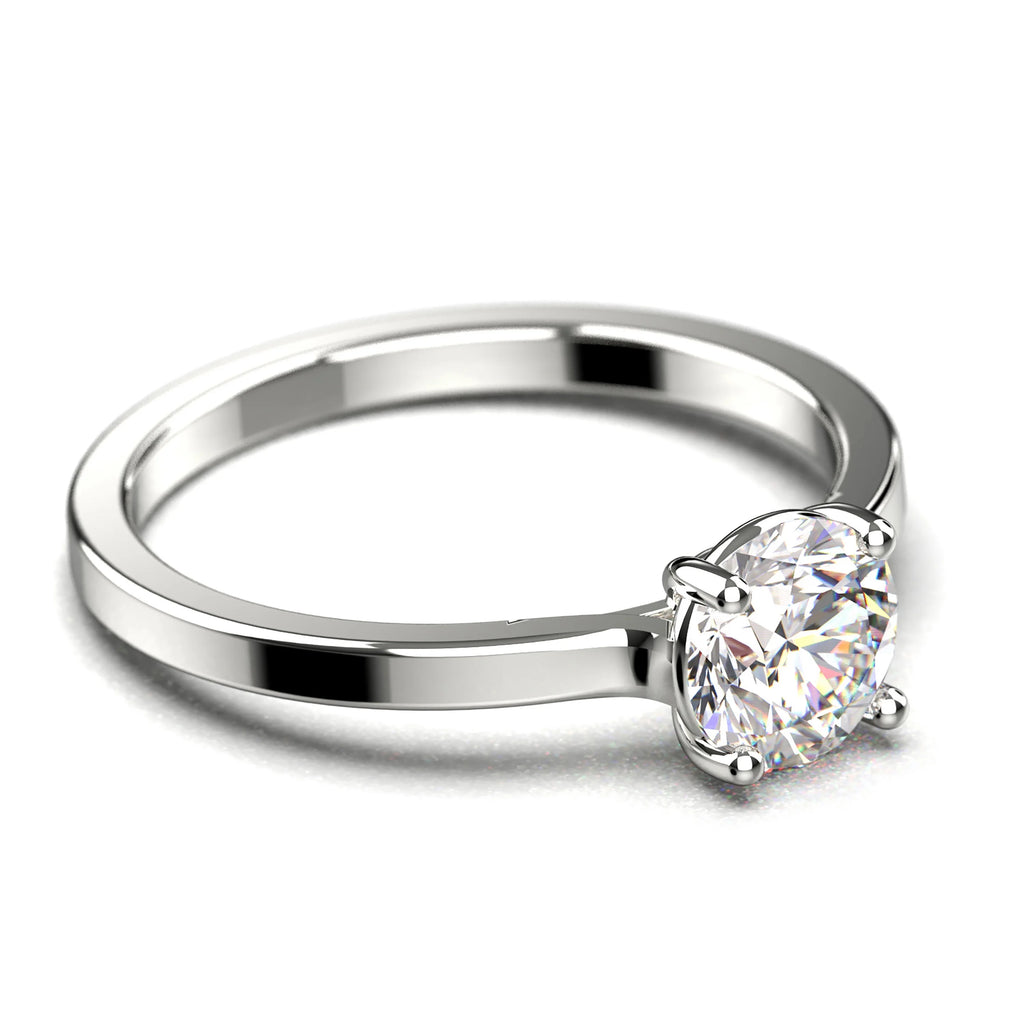 1.00 Carat Round Cut Moissanite Solitaire Engagement Ring in 925 Sterling Silver With 18k White Gold Plating E8773