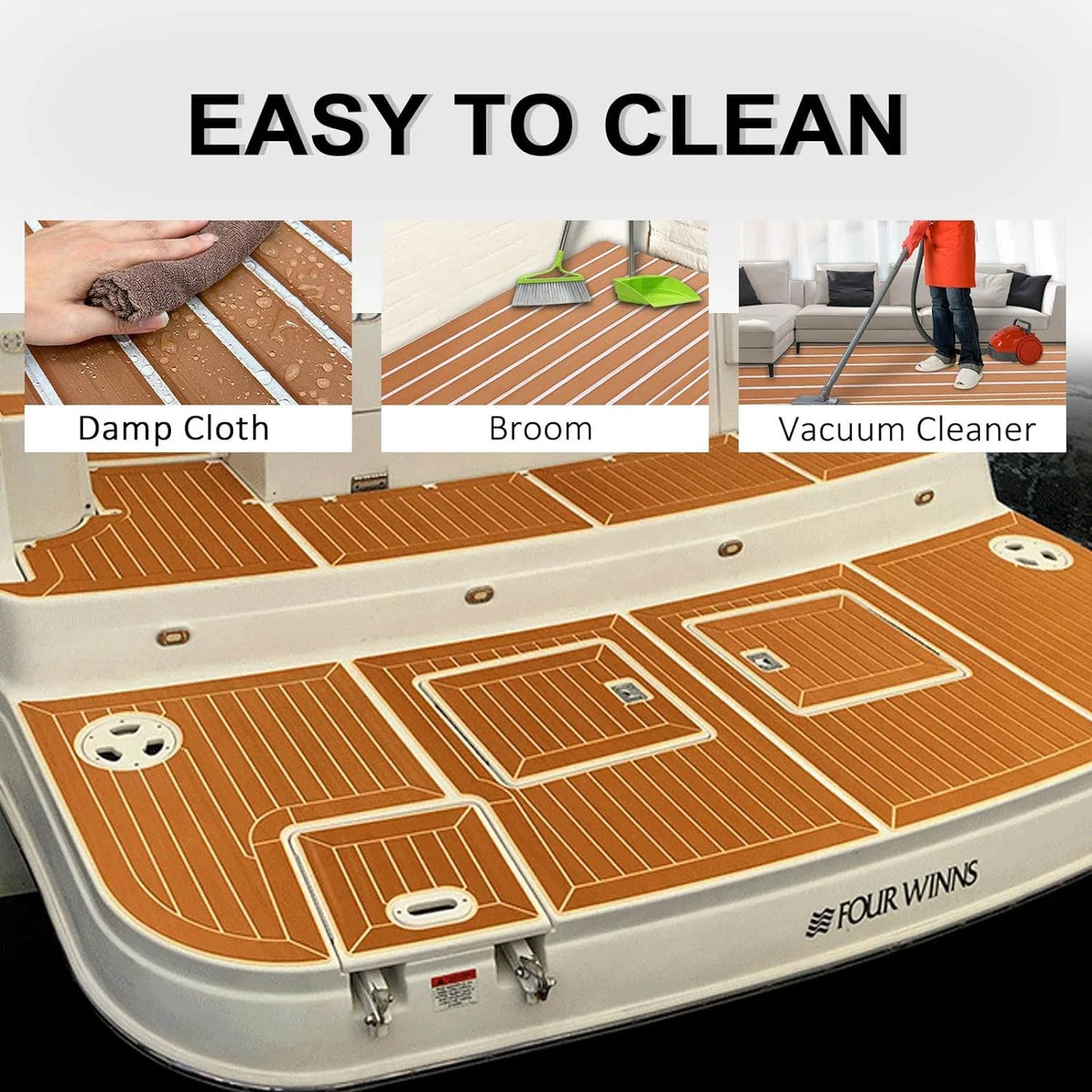EVA Foam Boat Decking Sheets 23" x 94" - 7mm Thick Non-Slip Faux Teak Marine Flooring Mat K794495