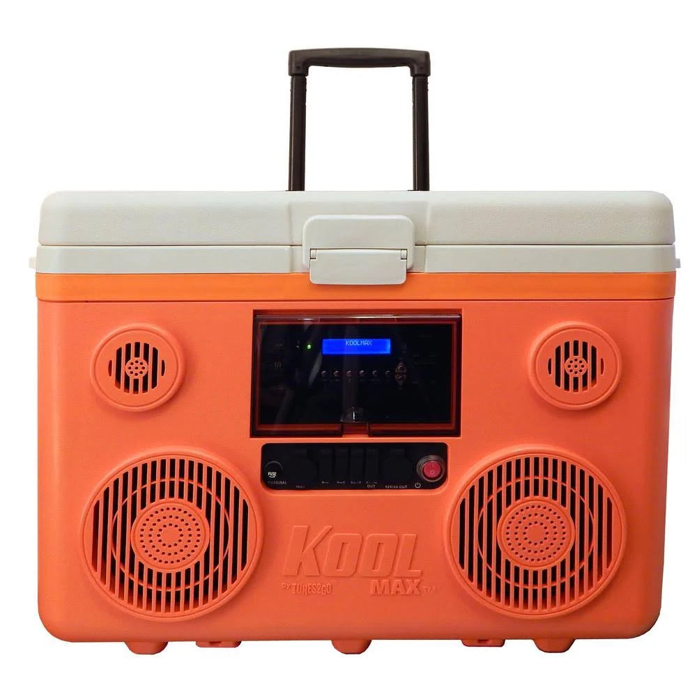 Orange Wheeled Cooler with Bluetooth PA System and Power Station V785
