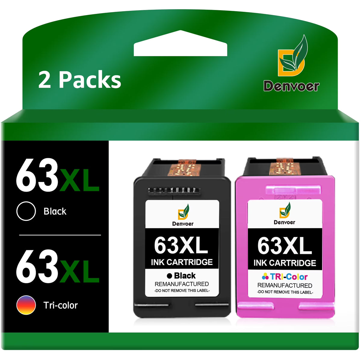 63XL Ink Cartridge Combo Pack (2-Pack, 1 Black, 1 Tri-Color) V189