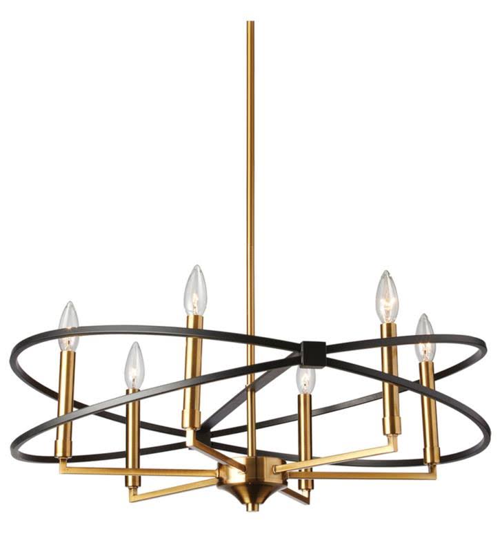 6 Light Incandescent Chandelier Polished Chrome Matte Black X472641