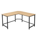 Compact L-Shaped Office Desk in Natural, Black N369
