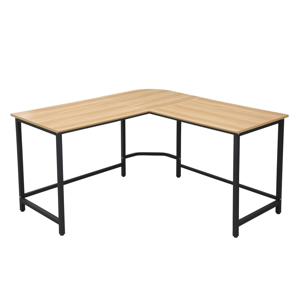 Compact L-Shaped Office Desk in Natural, Black N369