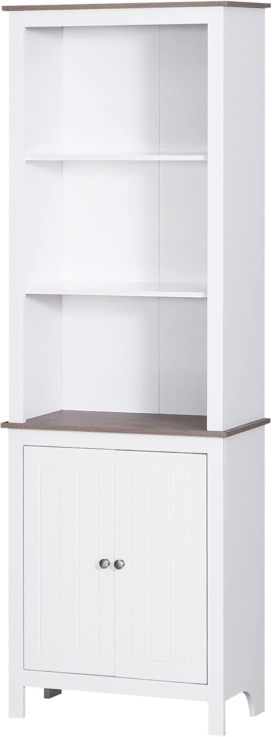 White 3-Tier Storage Cabinet with Double Door U919920
