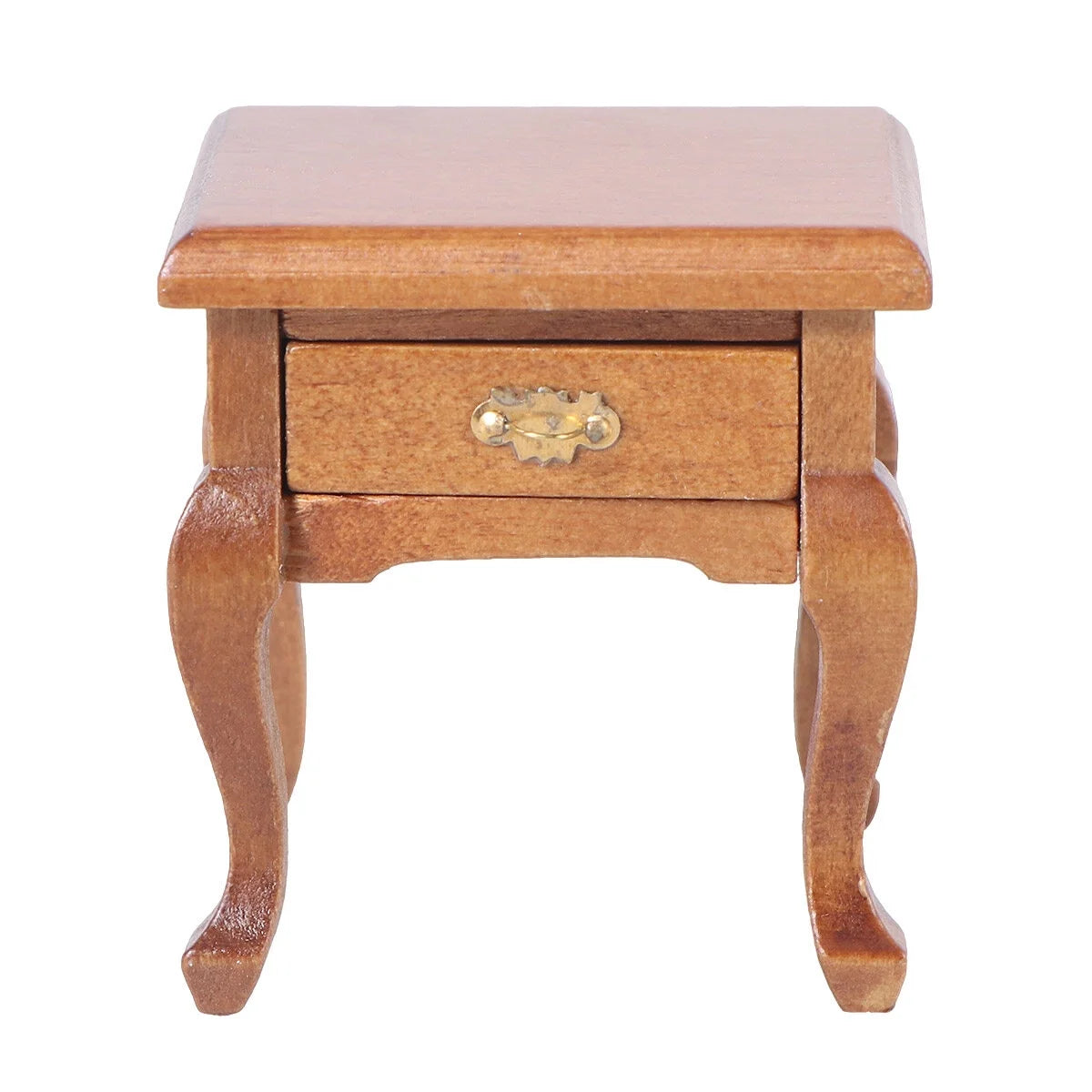 1:12 Walnut Color Wooden Bedside Table Miniature Furniture D714859