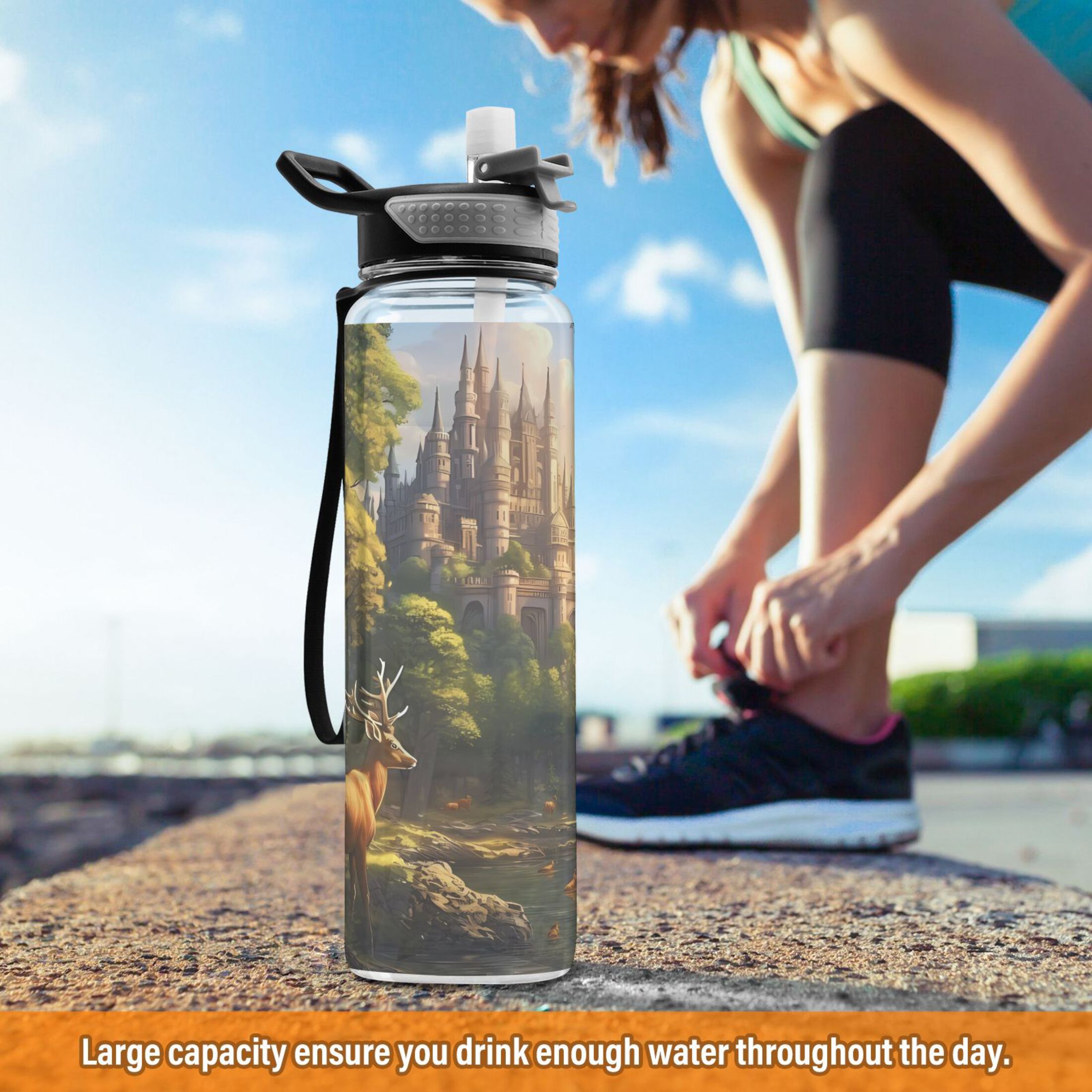 32oz Tritan Leakproof Clear Sports Water Bottle W330
