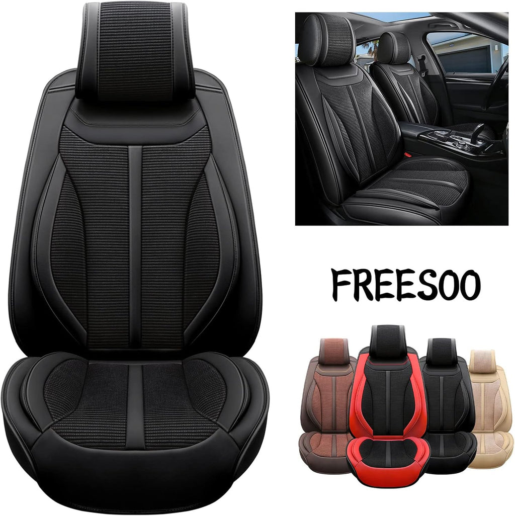 Black Red 9 Leather Car Seat Covers Full Set Q701943