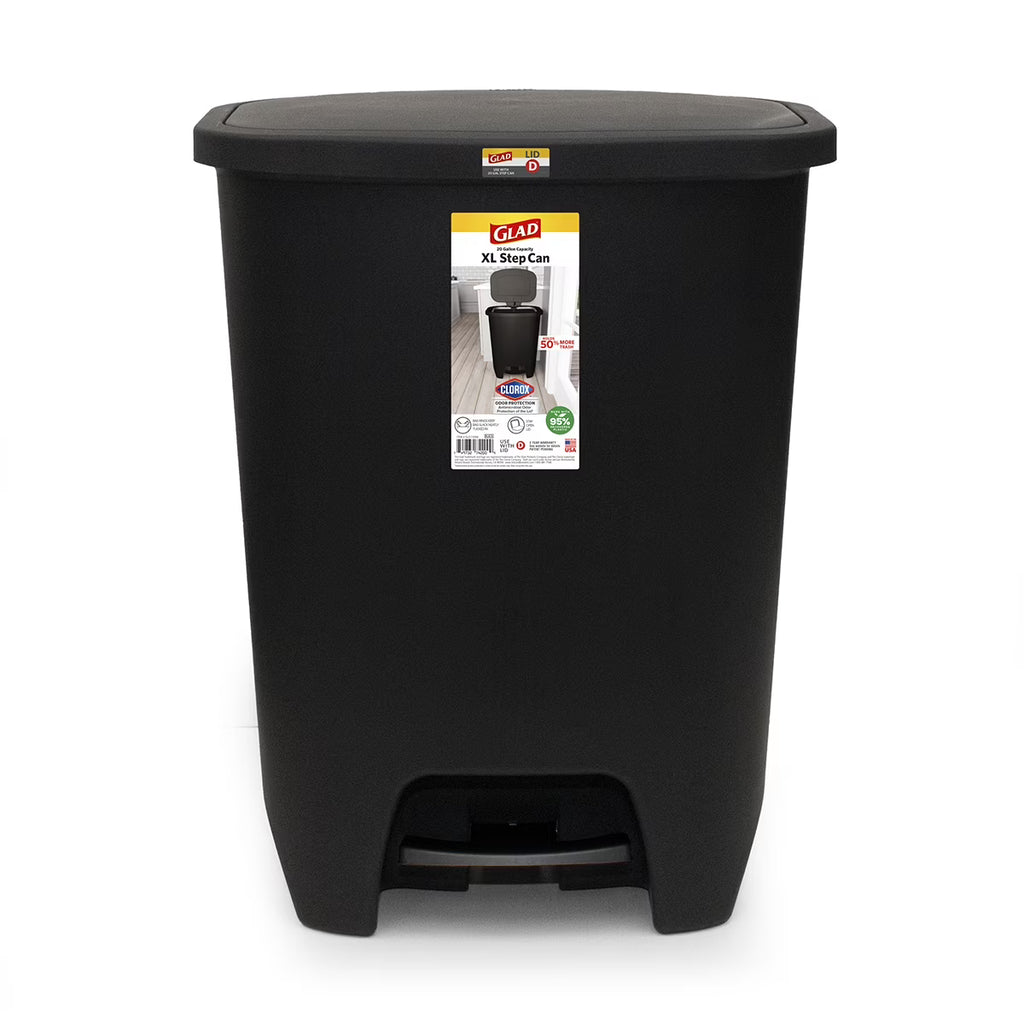 Black Plastic Step-on Kitchen Trash Can N33229