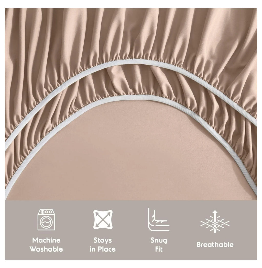 Twin 3 Piece Deep Pocket Bed Sheets Set with Fitted Sheet, Flat Sheet, Pillow Case S872