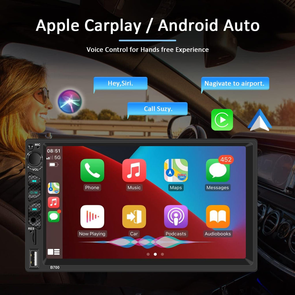 7 Inch Touch Screen Car Stereo with Carplay and Android Auto O879372