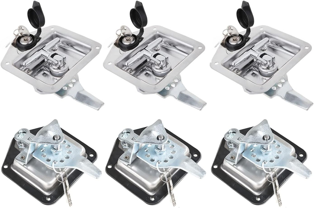 6 Pack Stainless Steel T-Handle Lock RV Door Latch Replacement with Keys M2303