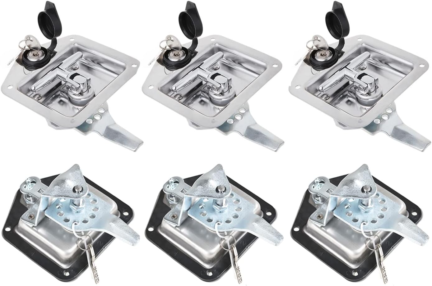 6 Pack Stainless Steel T-Handle Lock RV Door Latch Replacement with Keys M2303