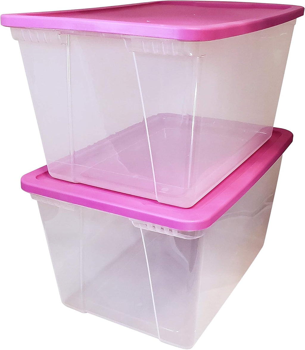Clear Storage Bin with Lid, 56 Quart, White, 2 Count O428