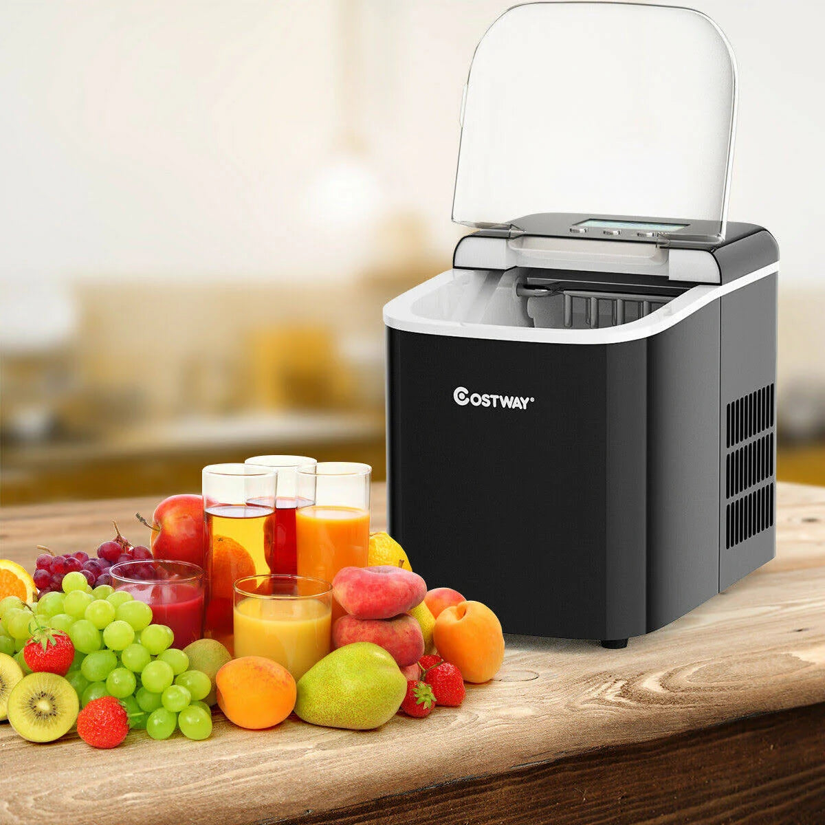 Black Countertop LCD Display Ice Maker with Ice Scoop W27588