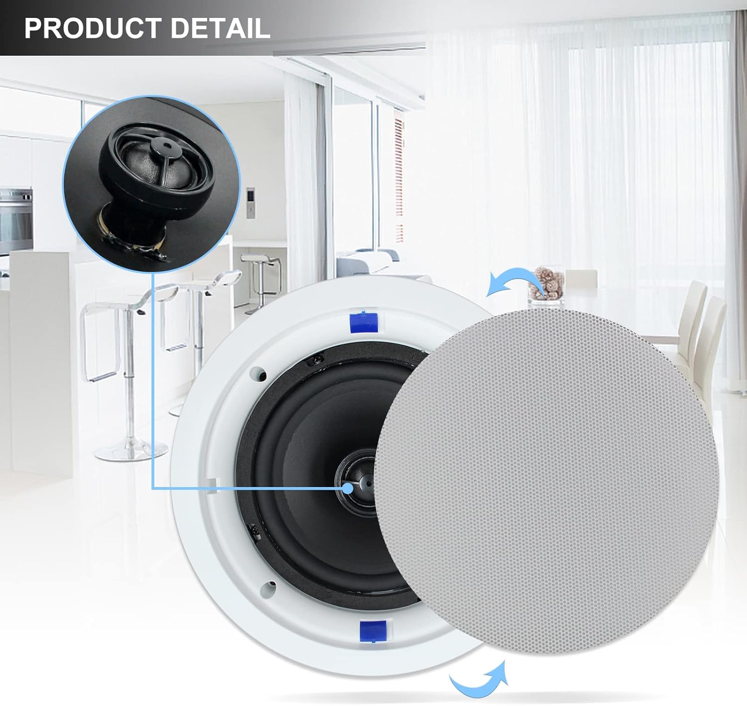 6.5'' 600Watts 2-Way Bluetooth Ceiling Speakers（4 Speakers） L3827
