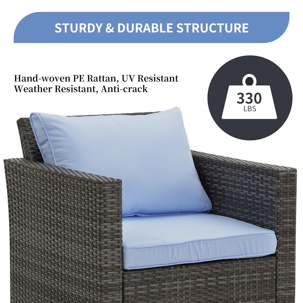 Blue Rattan Wicker Single Chairs I596886
