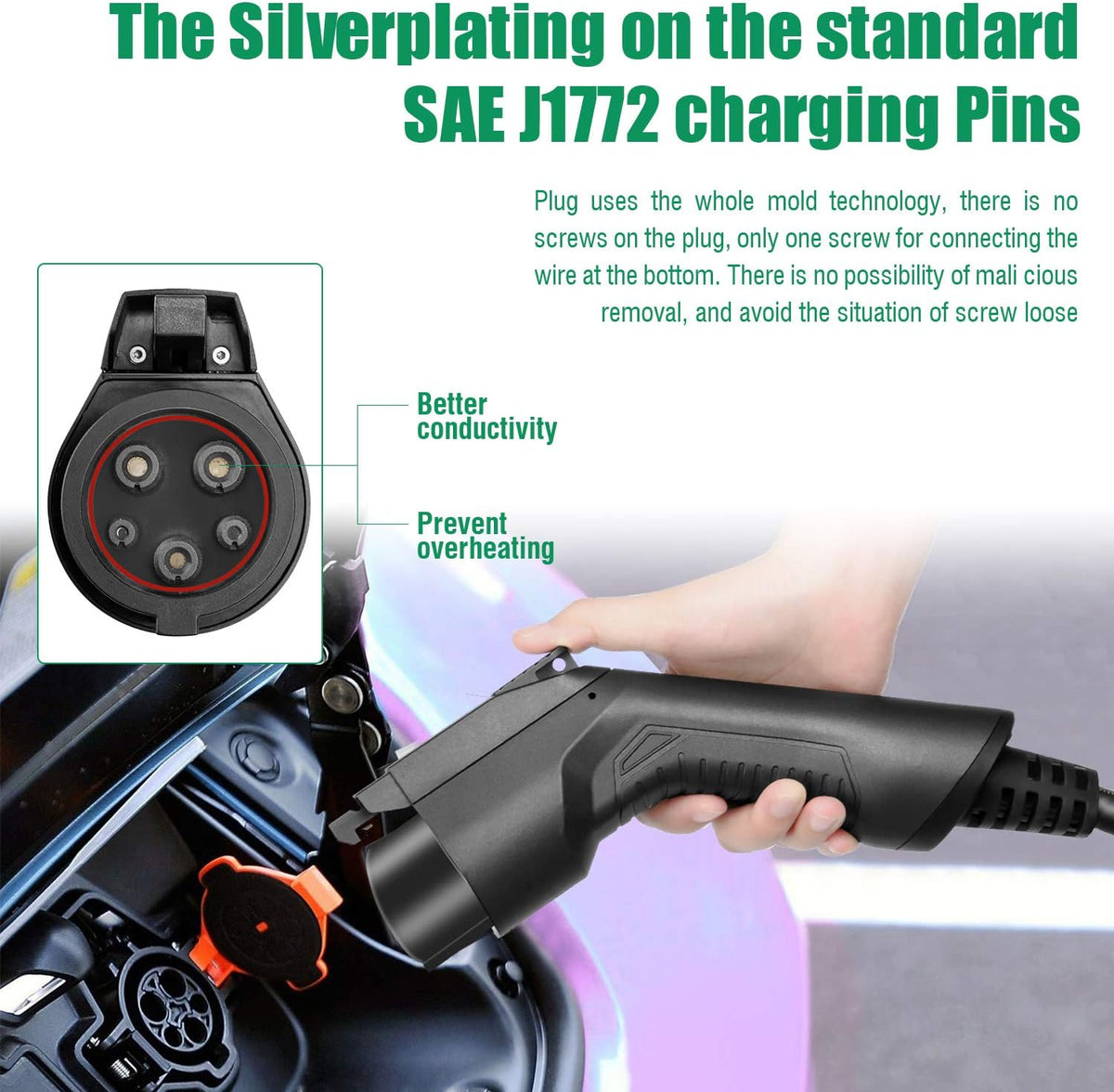 32A Level 2 EV Charger Station with 20ft Cable B65371