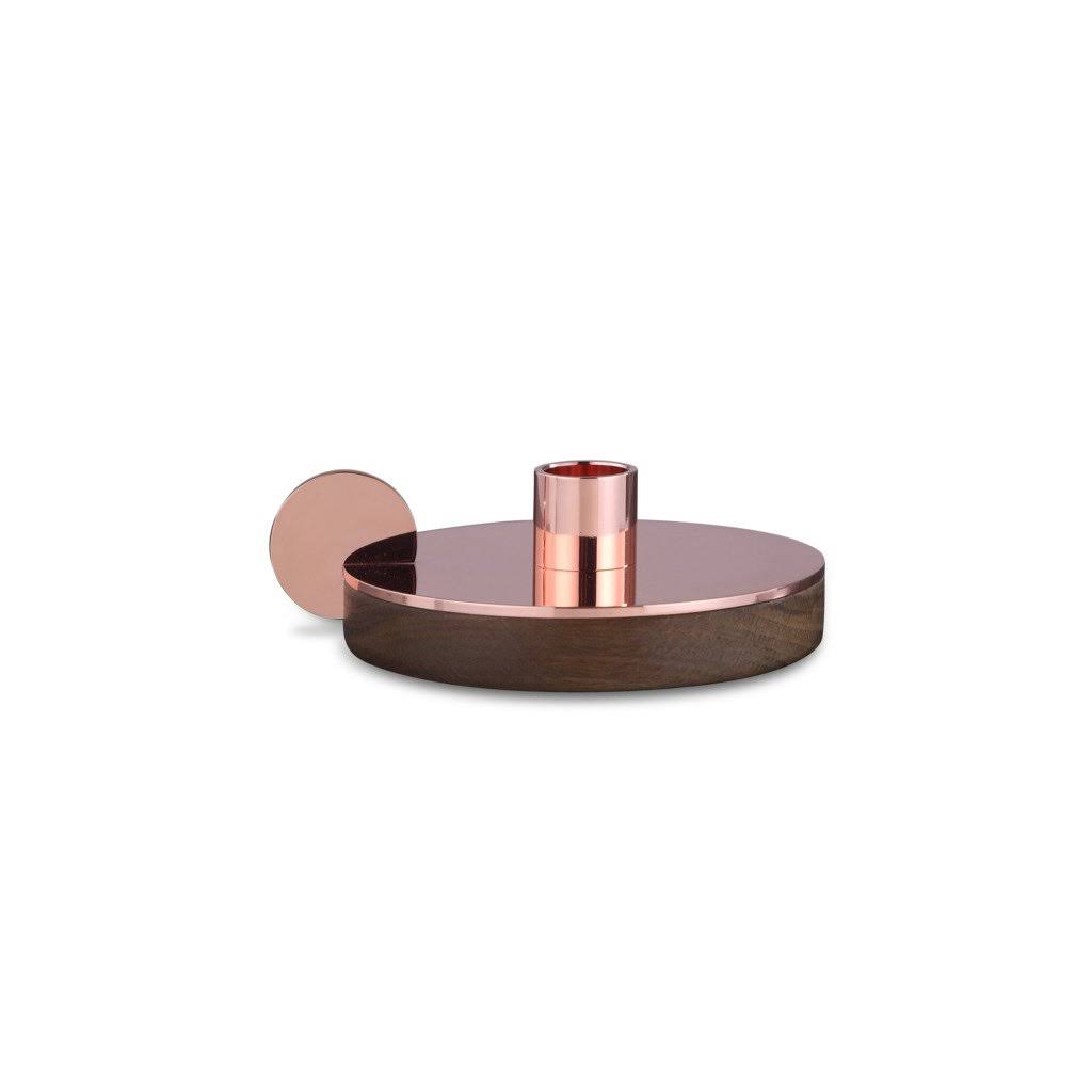 Smoked Oak/Copper Candlestick Holder W79044