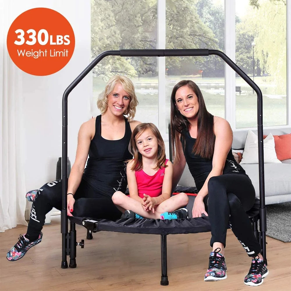 Foldable Fitness Trampoline with 3-Level Adjustable Foam Handrail F7892