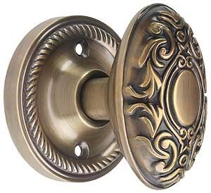 Antique-By-Hand Rope Rosette Door Set with Oval Knobs K182218