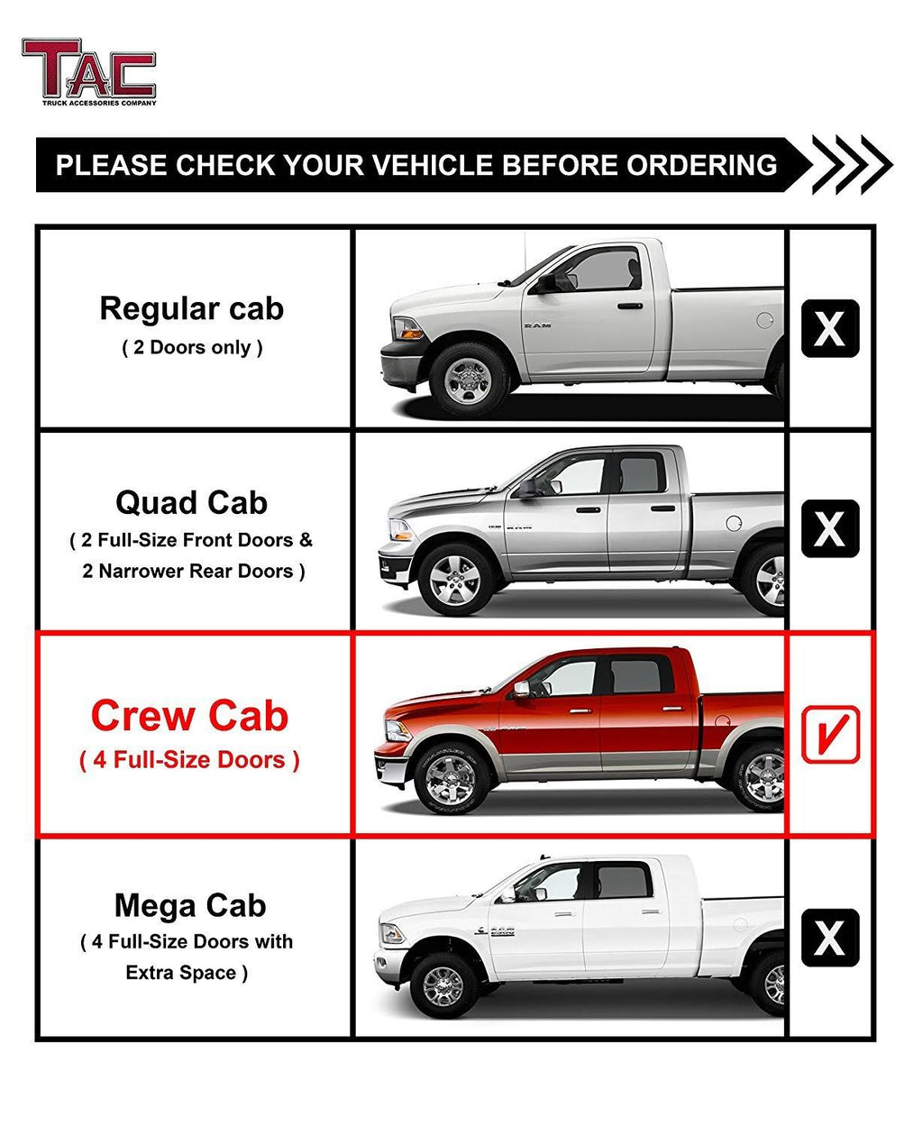 Tac Side Steps for Ram 1500 Crew Cab Z526