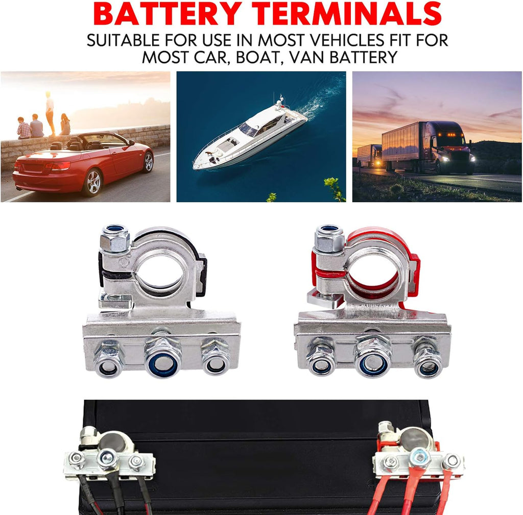 Top Post Battery Terminal Connectors with 3 Way, Copper Plate, Pack of 2 F229