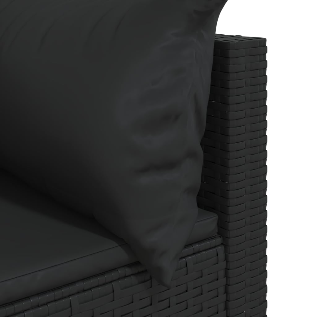 Black Poly Rattan Patio Corner Sofa with Cushions V667