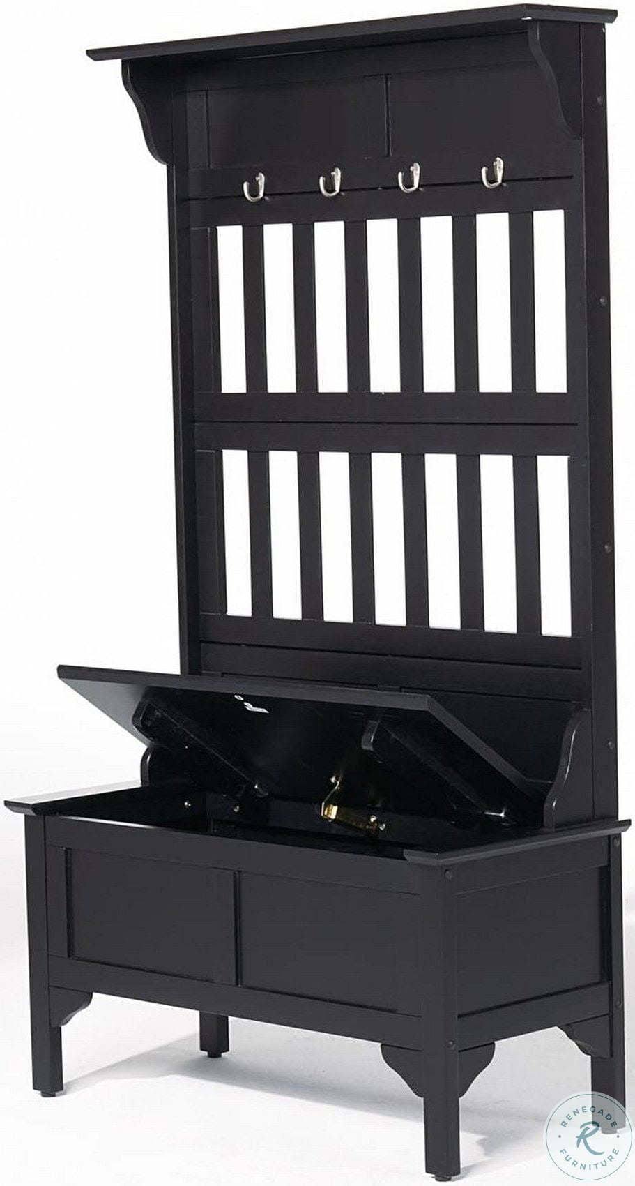 Hall Tree & Storage Bench (Black) X487