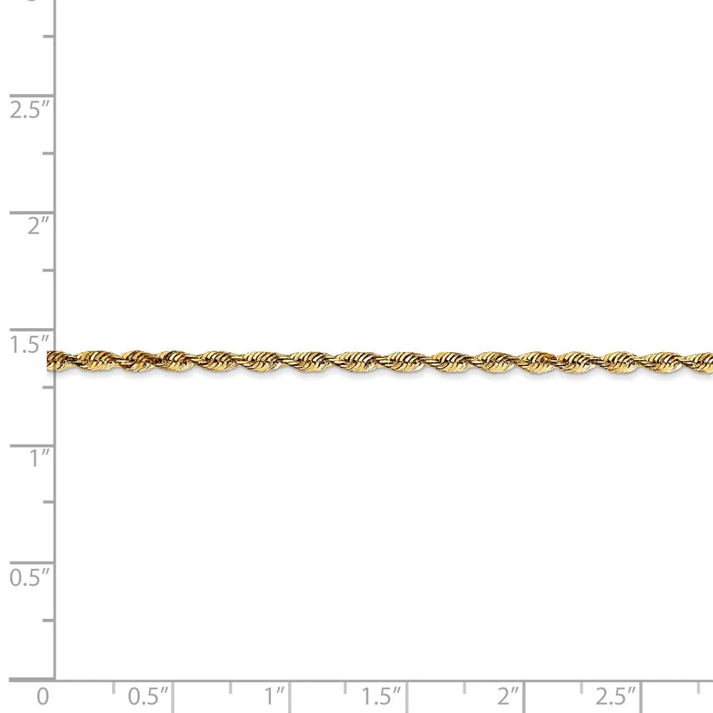 14kt Yellow Gold 2.25mm Diamond Cut Rope Chain 24 inch Lobster Clasp W56697