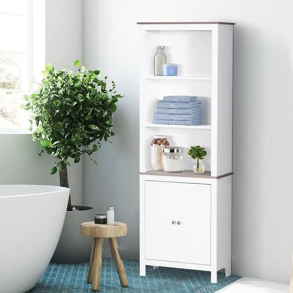 White 3-Tier Storage Cabinet with Double Door U919920