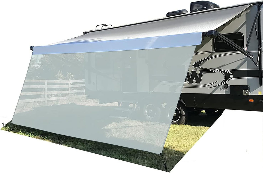 RV Awning Sun Shade Mesh Screen 6'X12'3'' Black UV Sunblock Kits Motorhome Trailer Canopy Shelter M858785