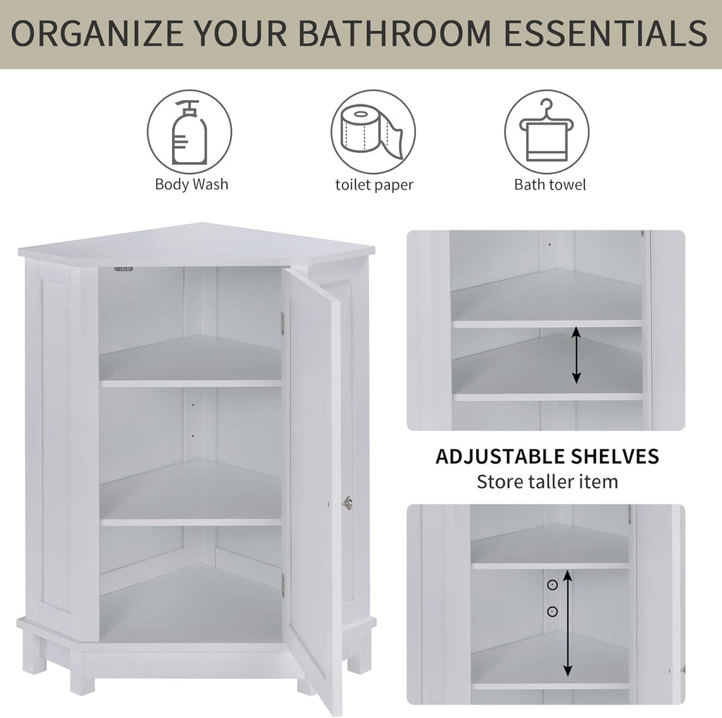 White Triangular Storage Cabinet J785399