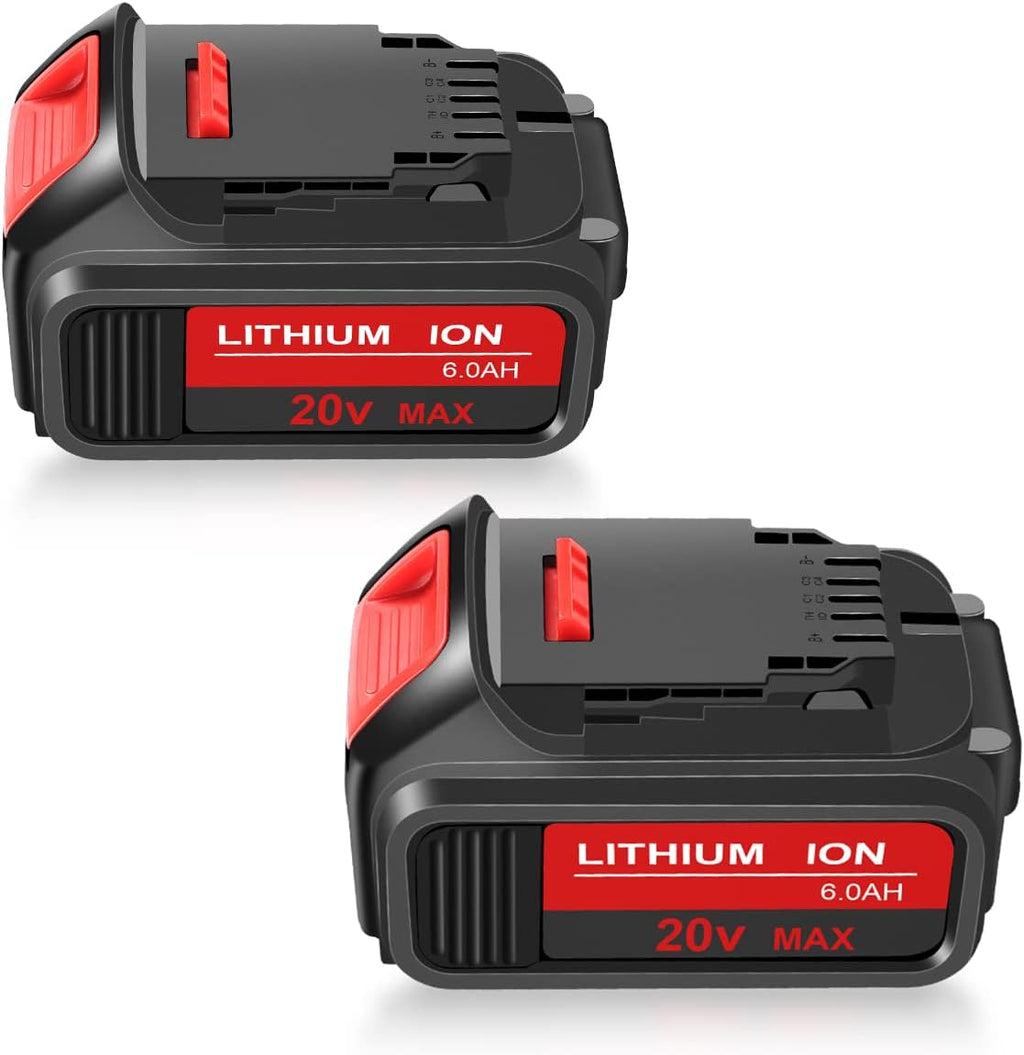 2 Packs 20V 6.0Ah Battery with LED Indicator Red K250286
