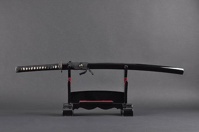 Aluminium Alloy Unsharpened Full Tang Katana with Black Scabbard W8073