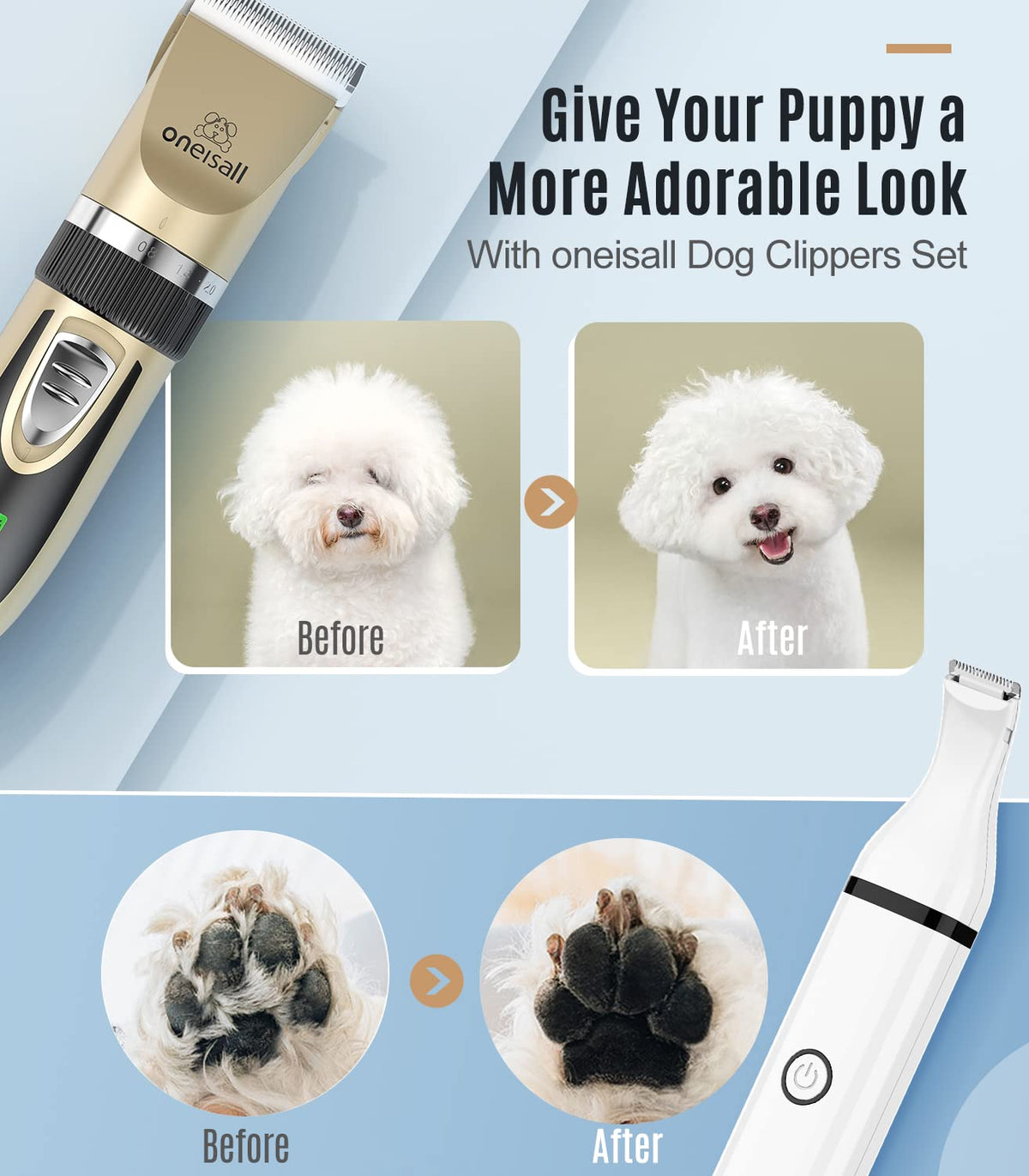 2 in 1 Cordless Dog Clippers and Paw Trimmer Kit W2580