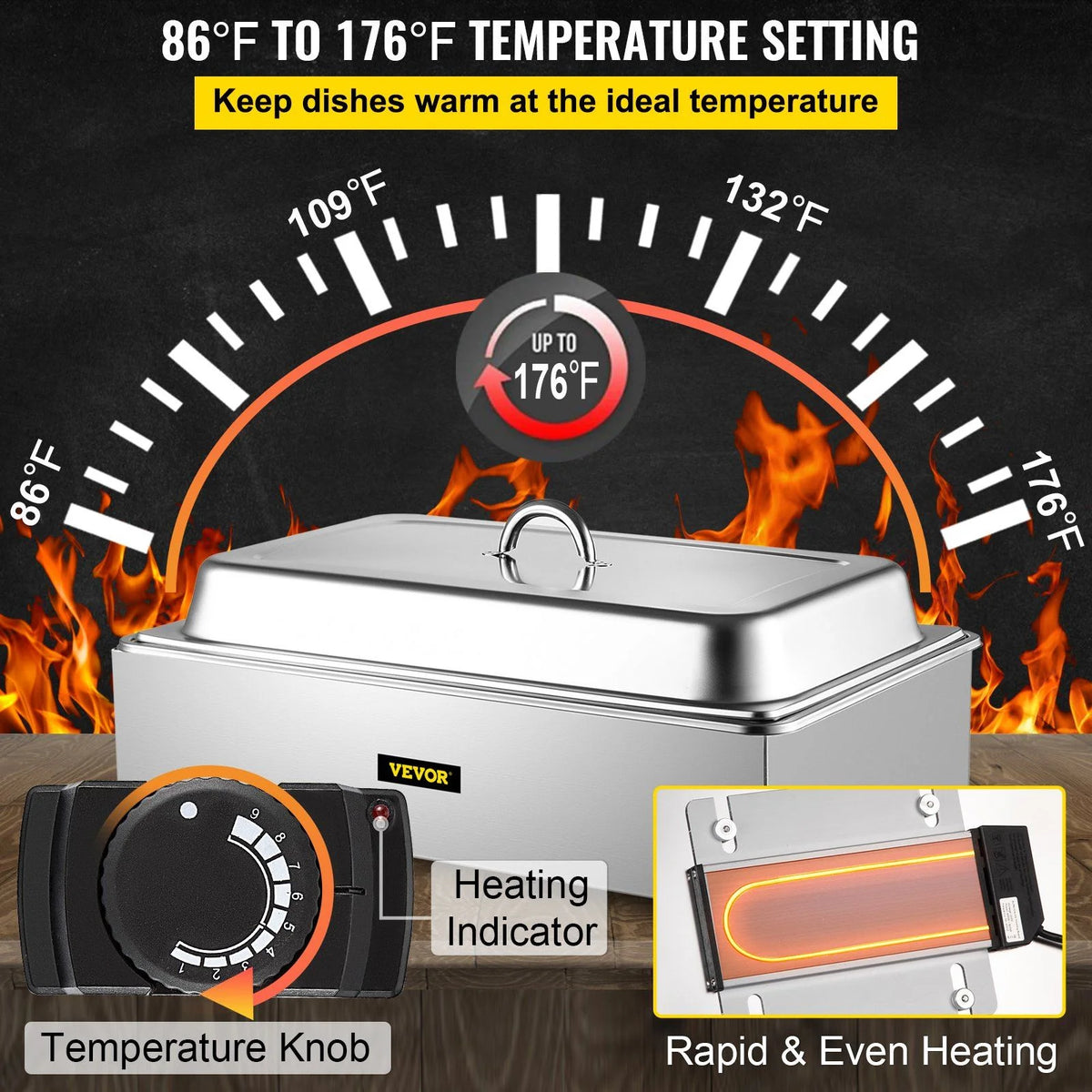 9.5 Quart Electric Stainless Steel Food Warmer P8469