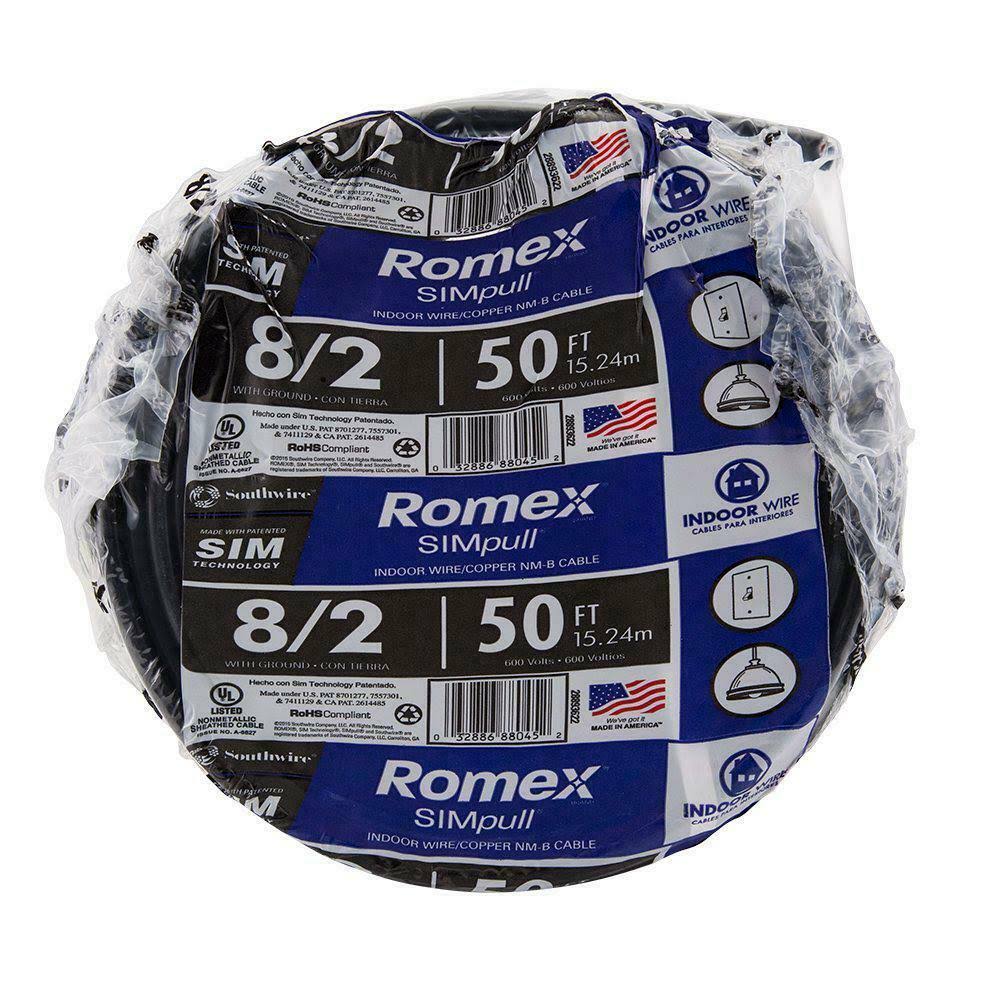 50 ft. 8/2 Black Stranded Cu NM-B W/G Wire B565399