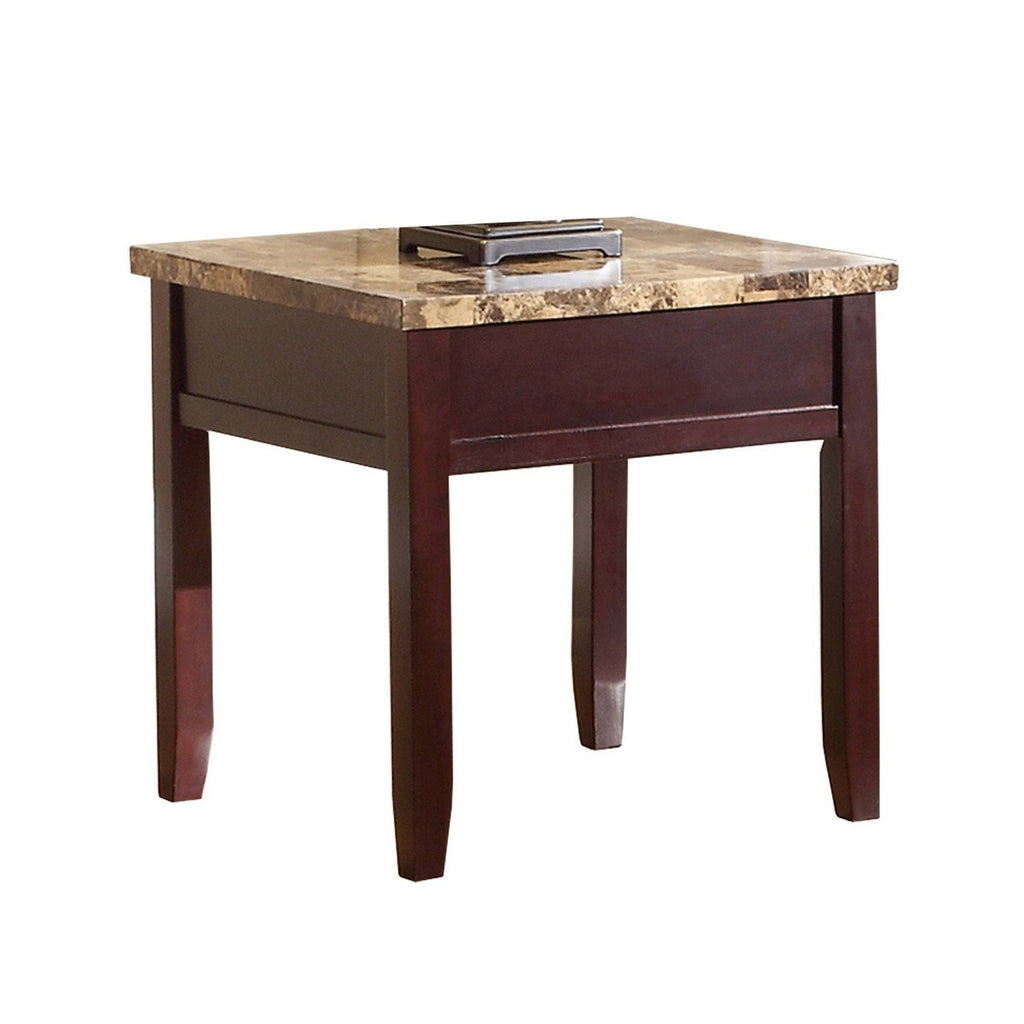 Cherry Brown Square End Table with Tapered Legs F3295